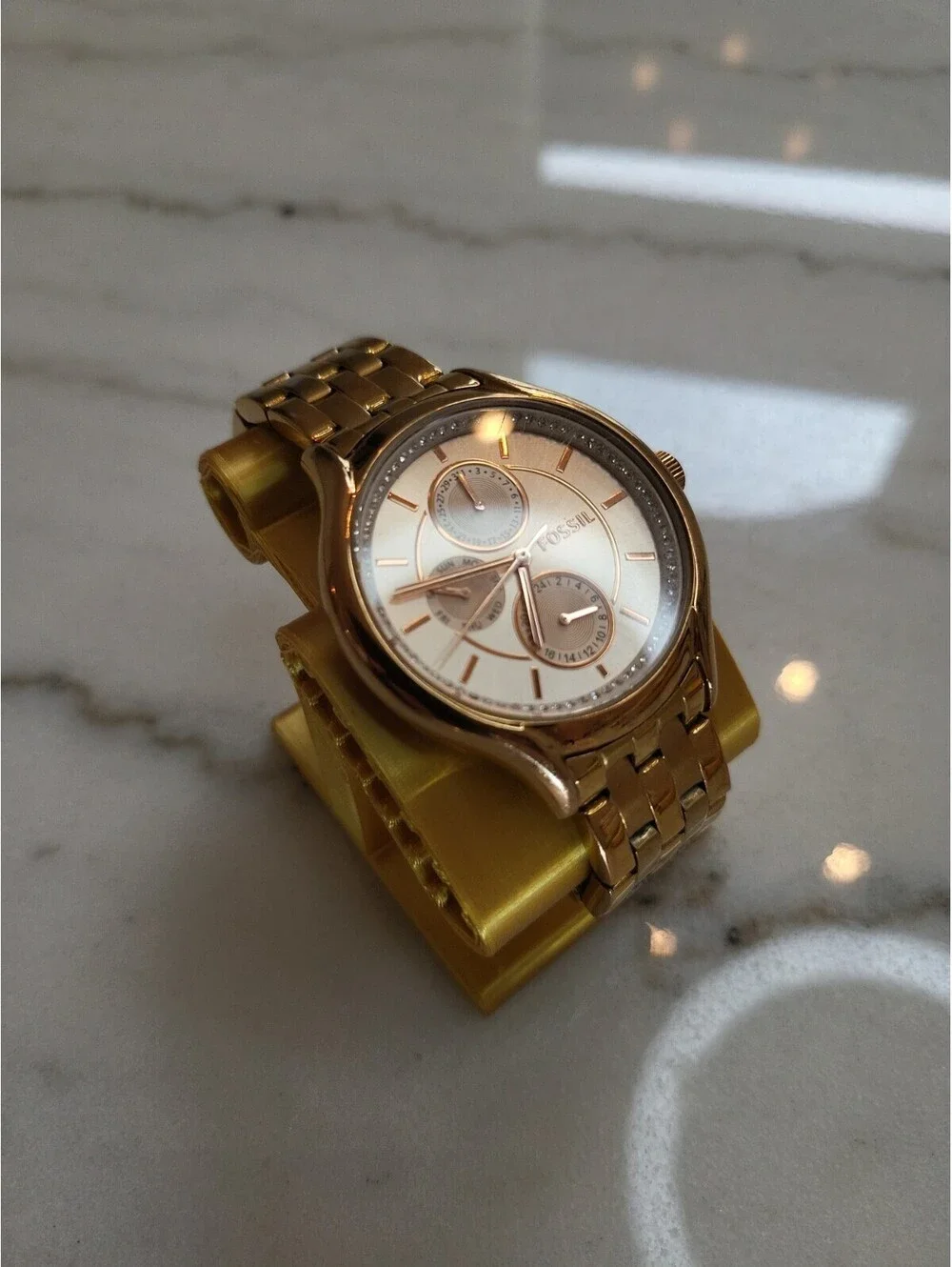 Fossil Daydreamer Womens Watch 40mm Rose Gold Dial BG1581 New Battery 6.5